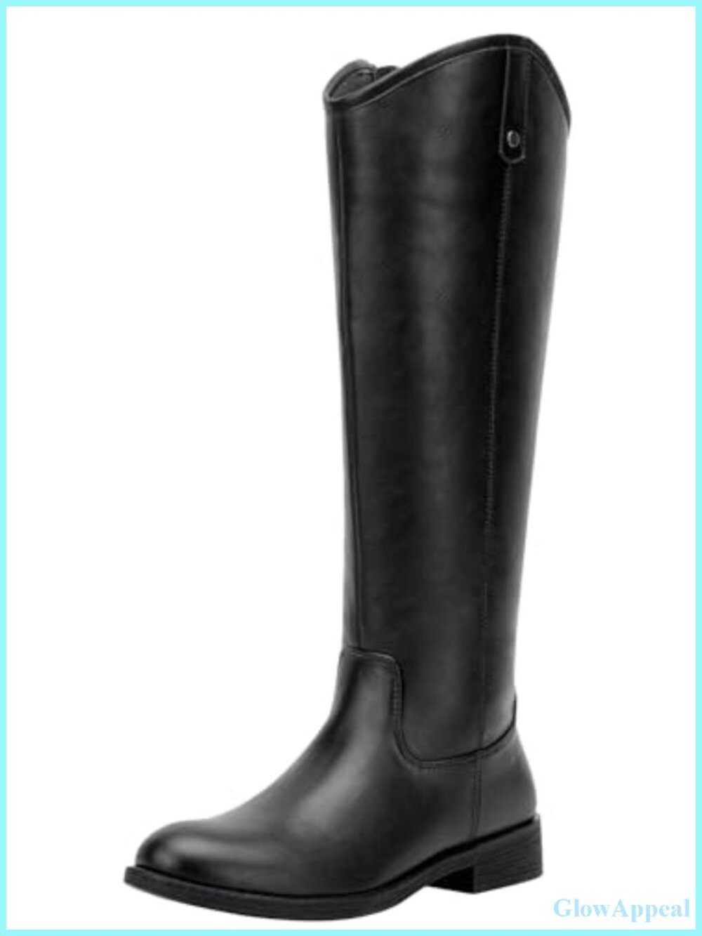 Wide Calf Knee High Boots Faux Leather Low Heel Riding Boots